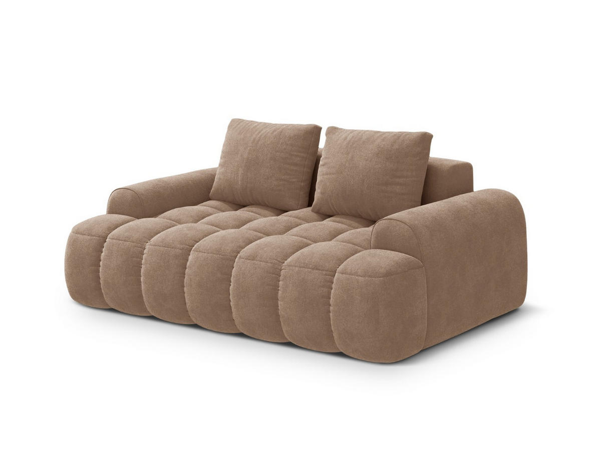 SOFA Linz aus Samt dunkelbeige 2 Sitzplätze - Mokka, Textil (100/84/175cm) - Cosmopolitan Design