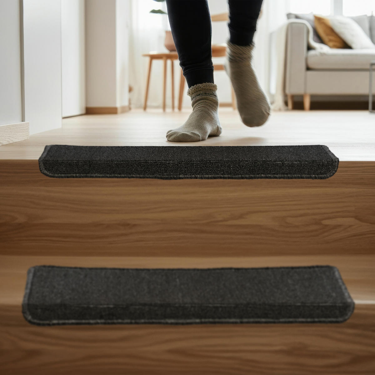 15XSTUFENMATTEN - Anthrazit, Kunststoff (24/65/4cm) - Relaxdays