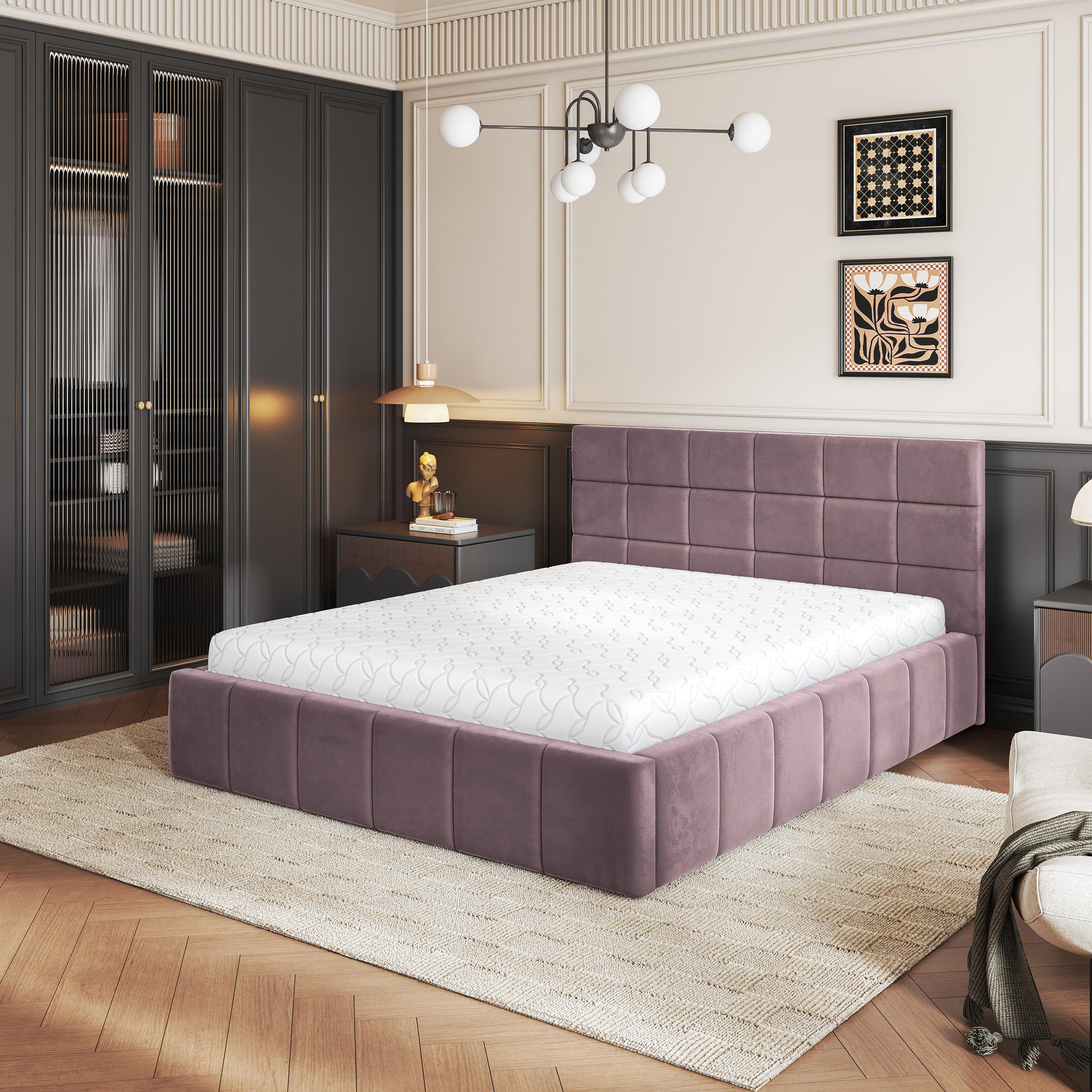 POLSTERBETT VERTO 160x200 cm mit Bettkästen - Rosa - Rosa, Holz (160/200cm) - MASSENO