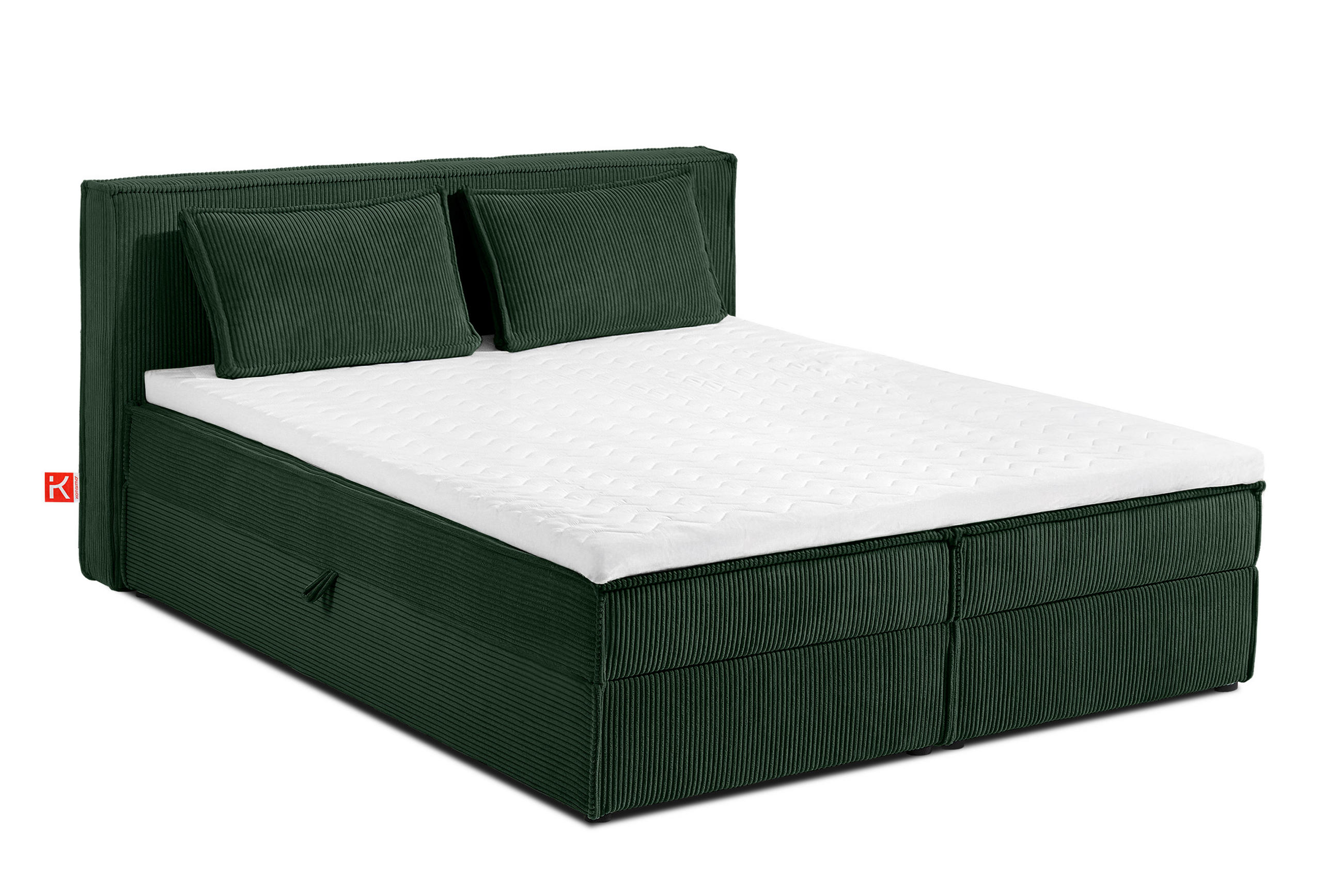 BOXSPRINGBETT ROTI mit Stauraum, dunkelgrün - Dunkelgrün/Schwarz, Holz/Holzwerkstoff (160/200cm) - KONSIMO®