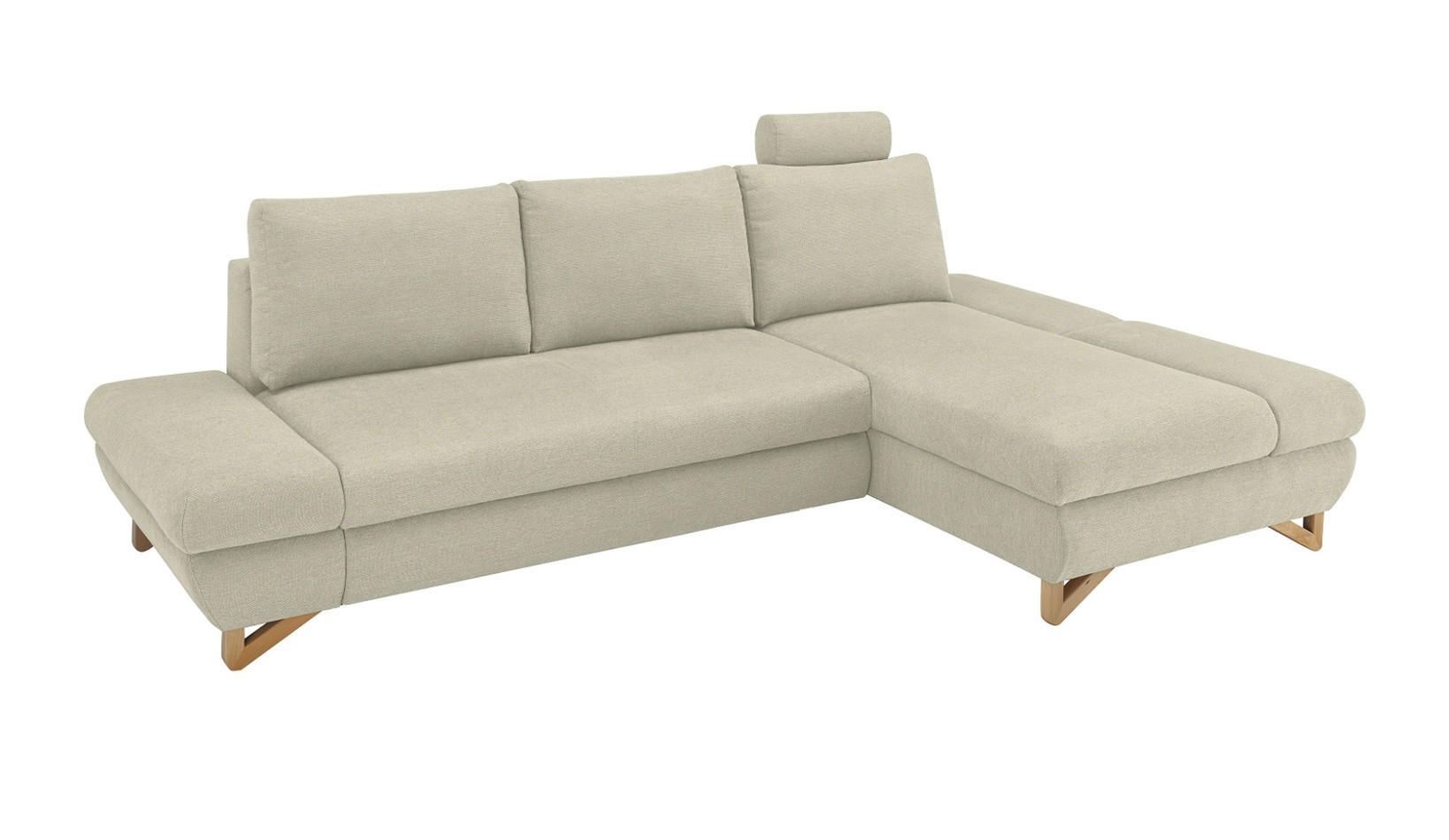 ECKSOFA beige Struktur-Stoff, Wohnzimmer Sofa - Beige, Holz/Textil (284/166cm) - Furn.Design