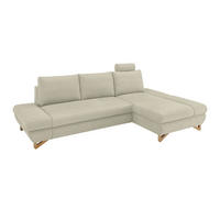 ECKSOFA beige Struktur-Stoff, Wohnzimmer Sofa - Beige, Holz/Textil (284/166cm) - Furn.Design