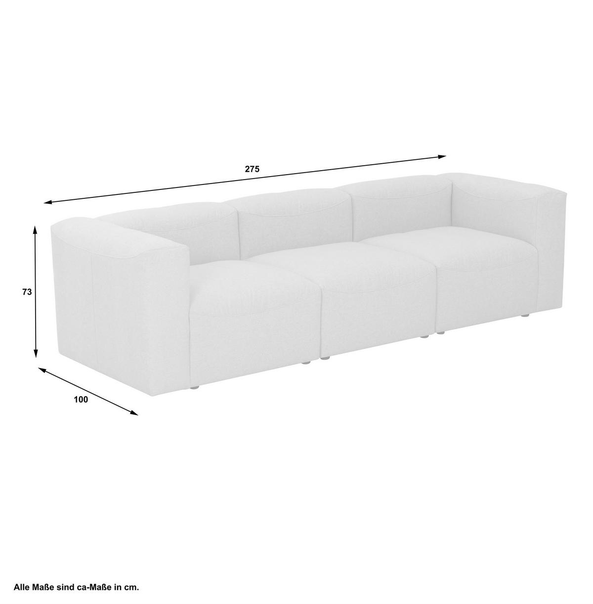 SOFA 3-Sitzer Kattrina Flachgewebe anthrazit - Anthrazit, Kunststoff (100/73/275cm) - 58aufmkessel