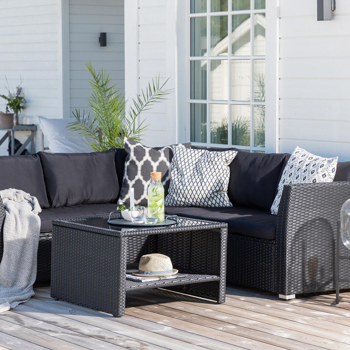 LOUNGESET - Schwarz, Kunststoff - home24