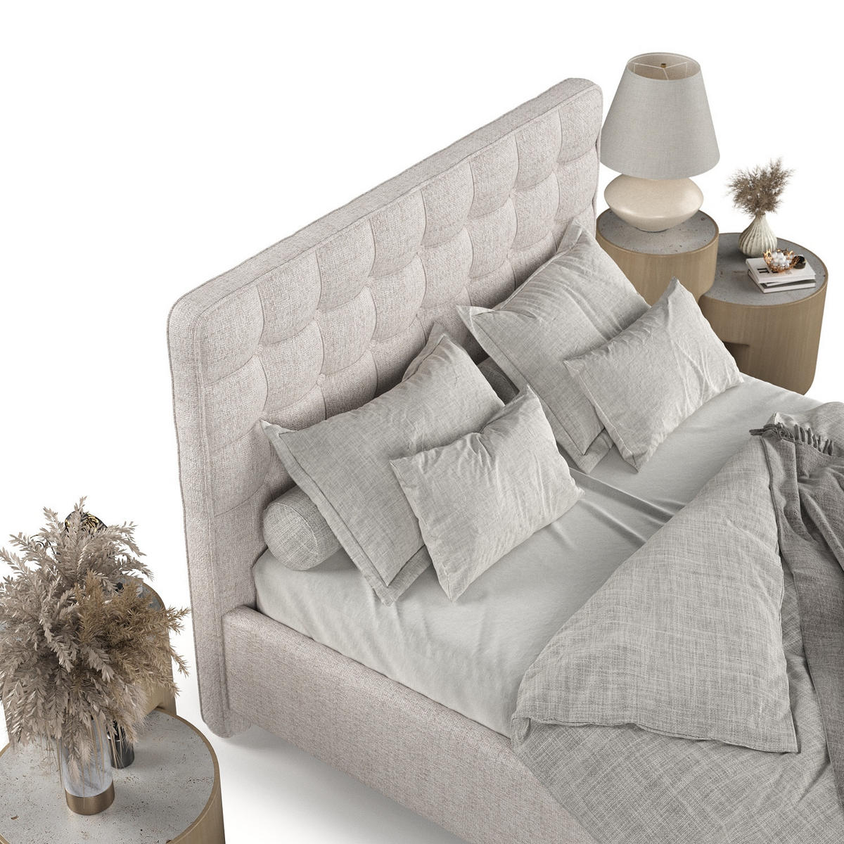 POLSTERBETT Paloma 160/200 cm Hellbeige im Neve Stoff - Sandfarben/Naturfarben, Holz/Holzwerkstoff (160/200cm) - AltaBeds