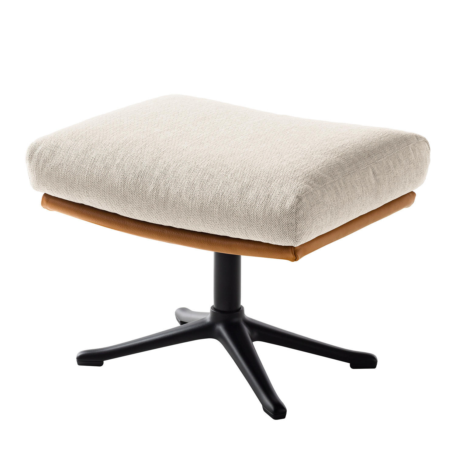 HOCKER mit Kreuzfuß - Cognac/Schwarz, Textil (54/41/41cm) - home24