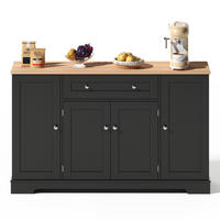 SIDEBOARD 138 cm Schwarz aus MDF mit verstellbaren Einlegeböden - Schwarz, Holzwerkstoff (40/85/138cm) - OKMYHOME