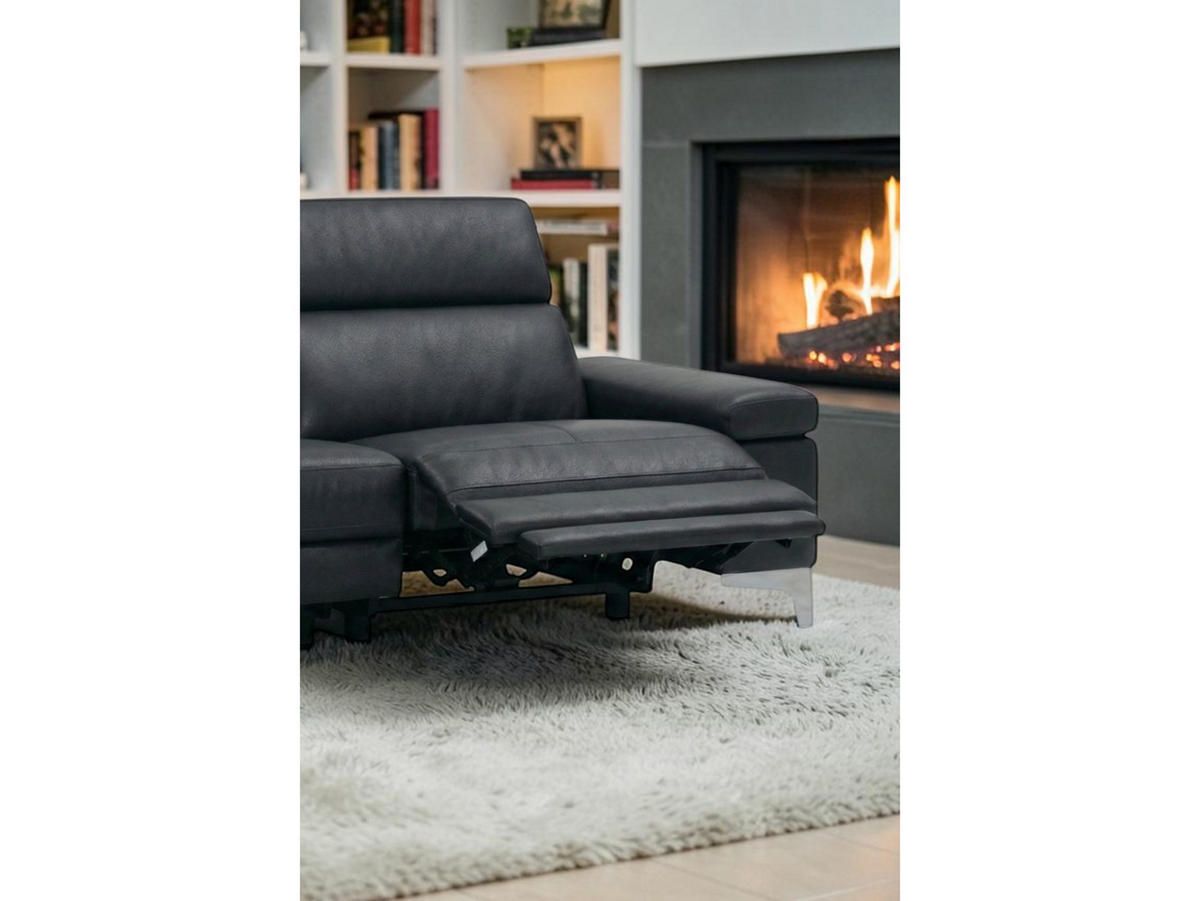 2-SITZER Sofa Talisman Echtleder mit 1 x Relaxfunktion Schwarz - Schwarz, Leder/Metall (172/80/100cm)