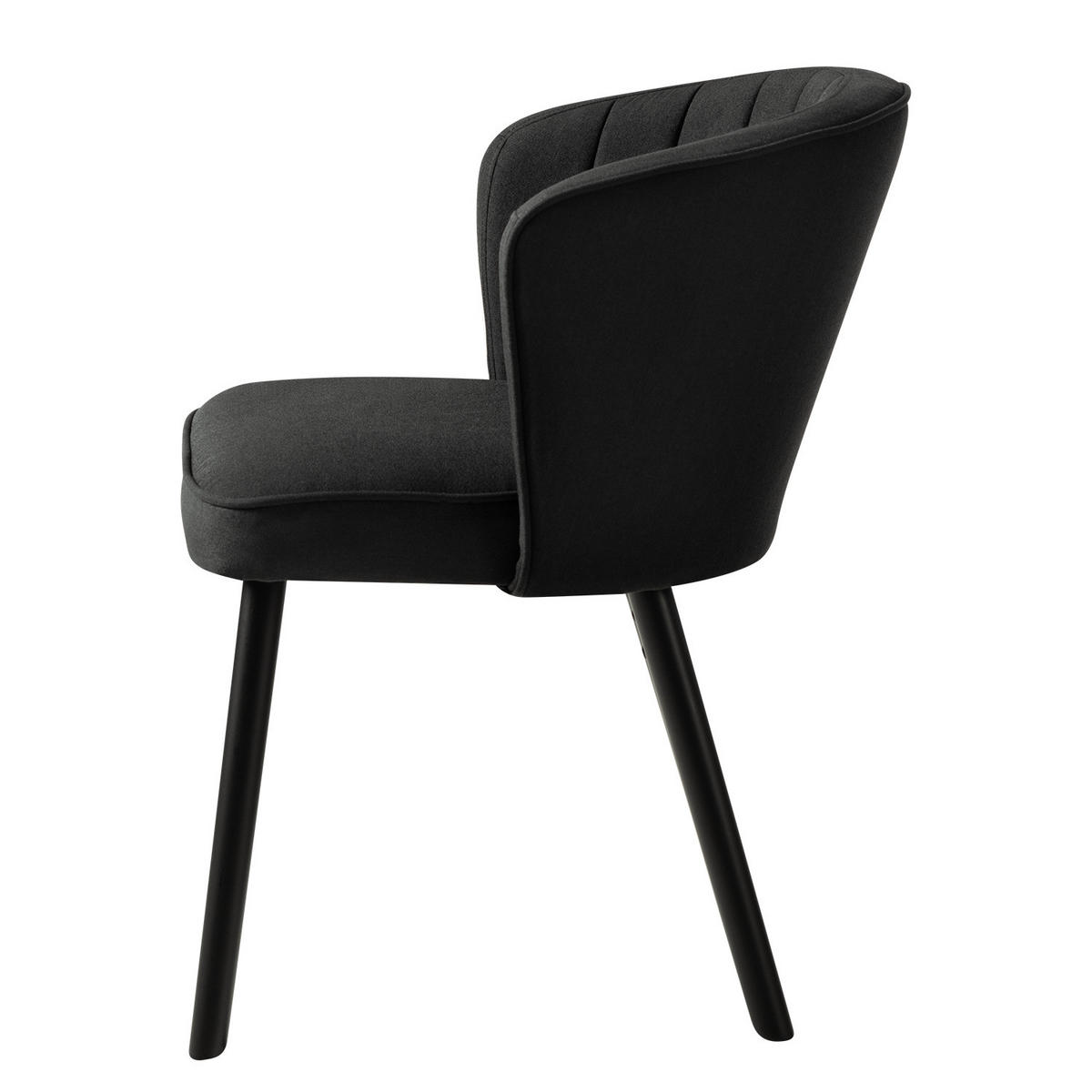 POLSTERSTUHL - Webstoff / Buche massiv - Schwarz, Holz/Textil (59/75/59cm) - home24