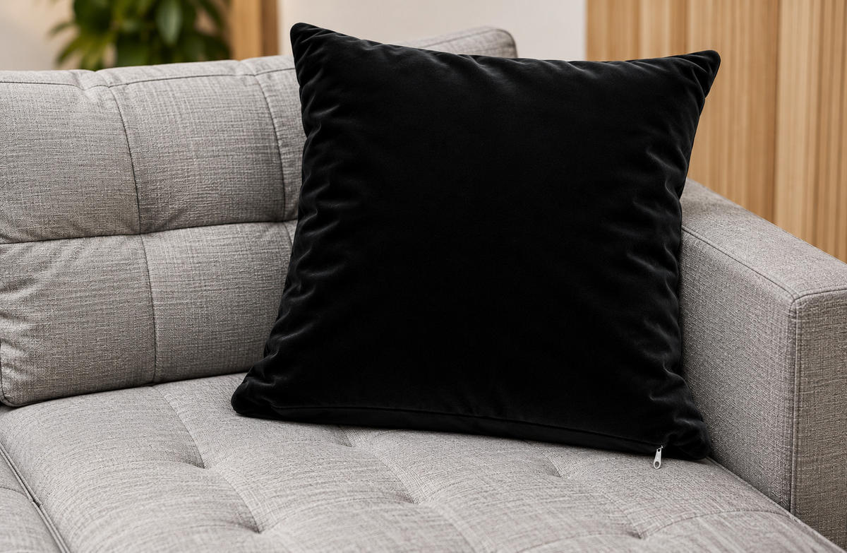 KISSENBEZUG 2er Set Schwarz 40x40 Samt weich - Schwarz, Textil (40/40cm) - TiborTex