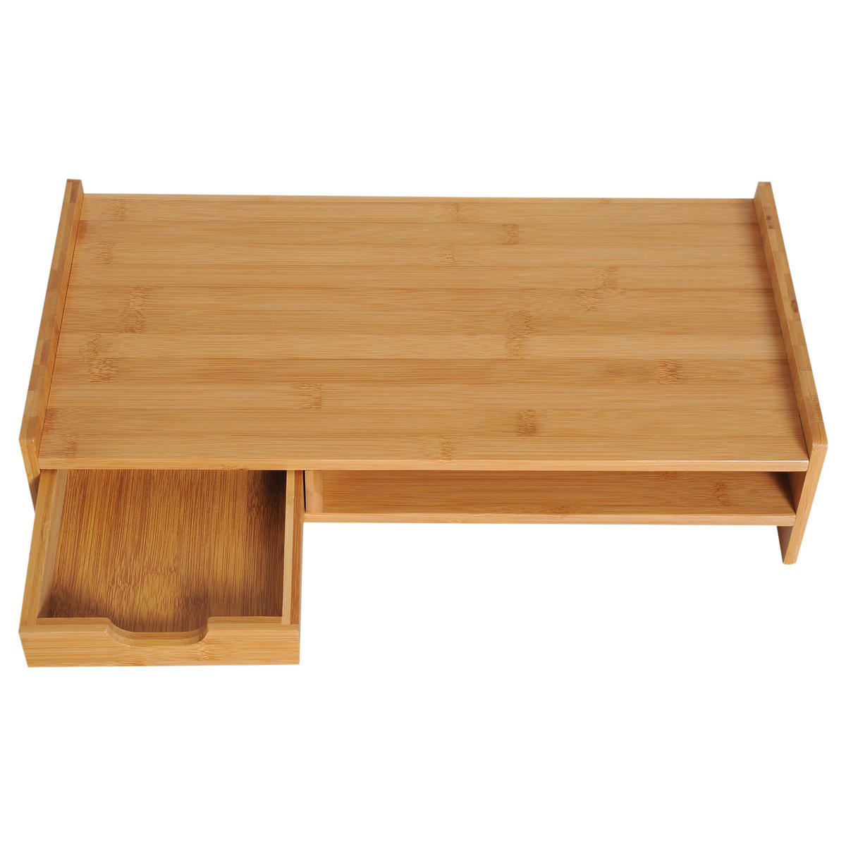 MONITORSTÄNDER Mit Schubladen Bildschirmständer Schreibtisch-Organizer Natur - Naturfarben, Holz (49/25.5/11.5cm) - HOMCOM