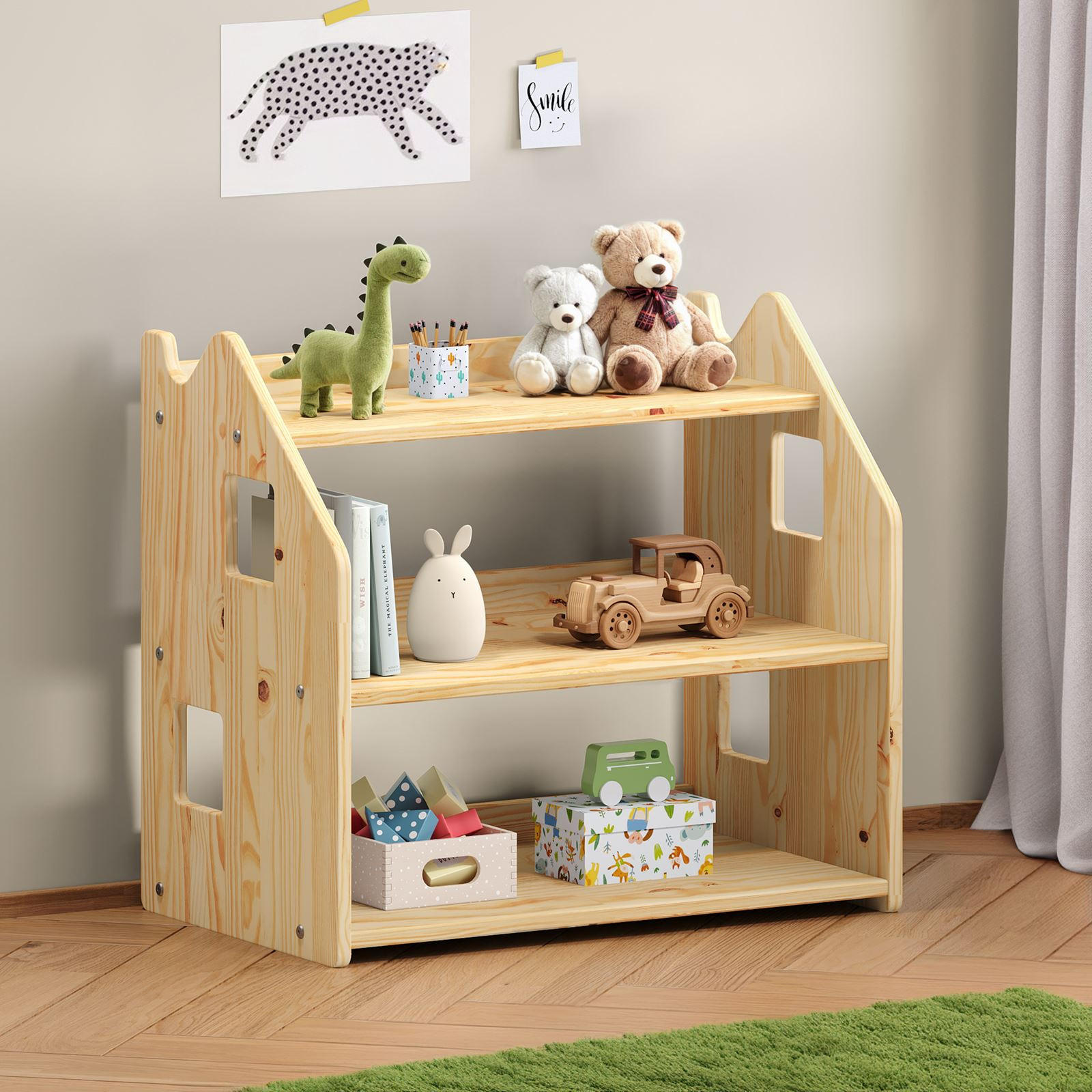 KINDERREGAL YASMIN - Naturfarben, Holz (65/60/40cm) - IDIMEX