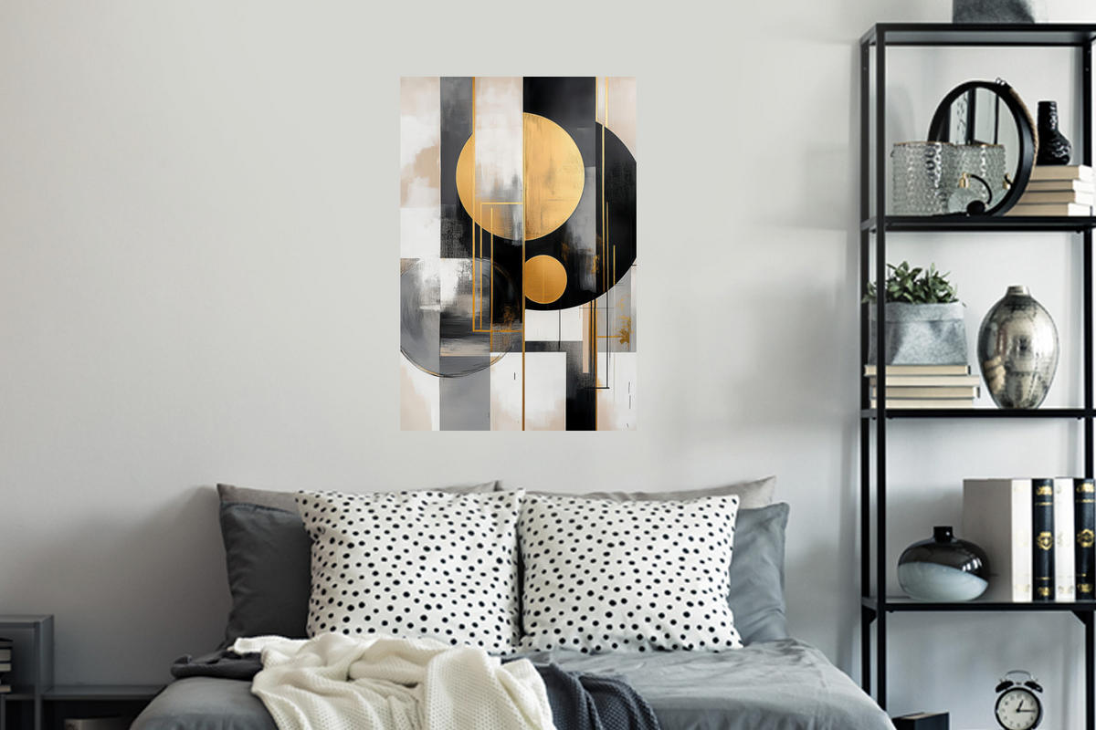 WANDTATTOO Abstrakt - Gold - Silber - Formen - Ästhetisch - Modern 40x60 cm - Goldfarben, Kunststoff (40/60/0.1cm) - MuchoWow