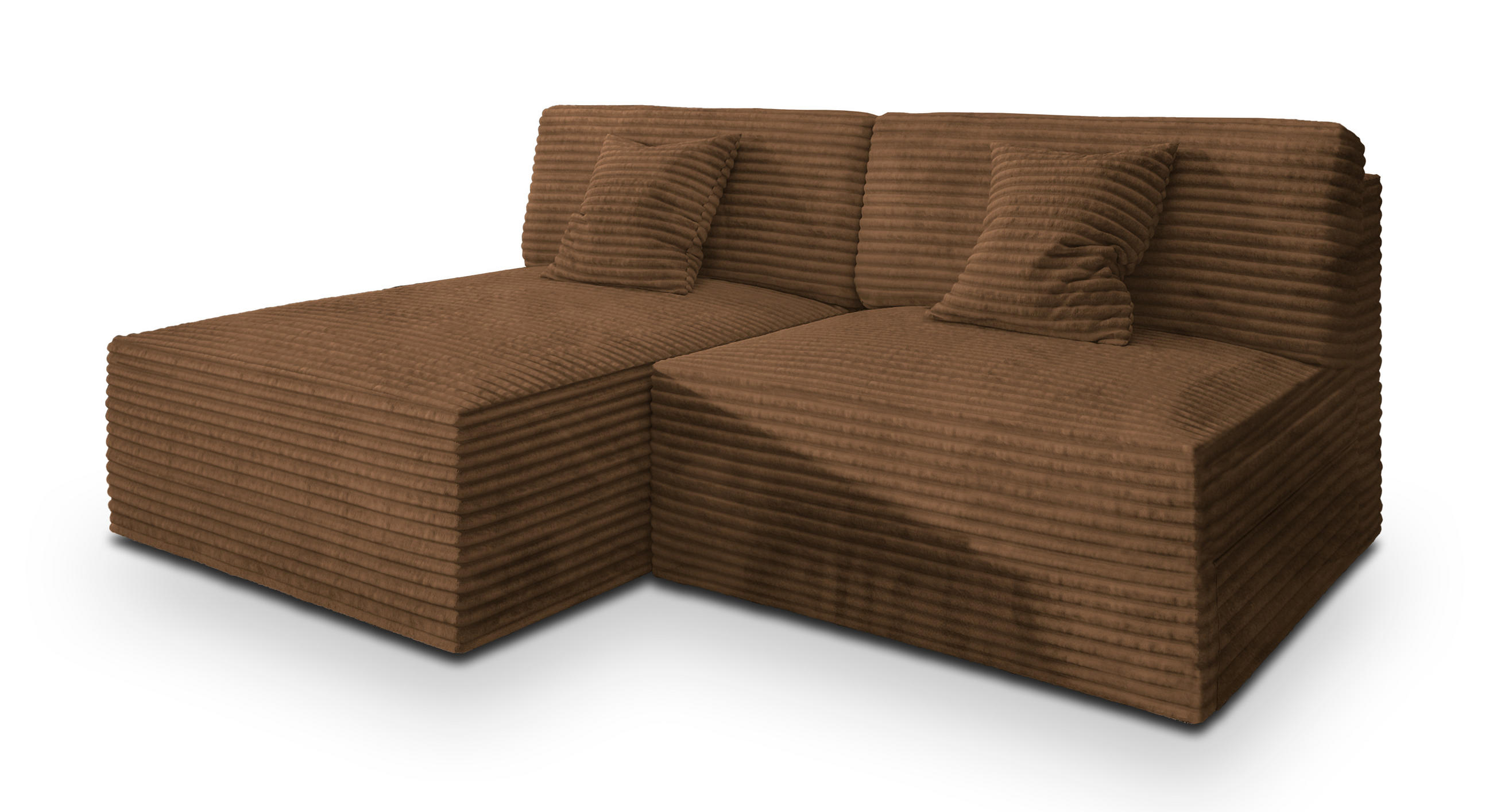 ECKSOFA FIORO Kupferfarben Kordstoff mit Schlaffunktion - Kupferfarben, Holz (204/148cm) - MASSENO