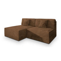 ECKSOFA FIORO Kupferfarben Kordstoff mit Schlaffunktion - Kupferfarben, Holz (204/148cm) - MASSENO