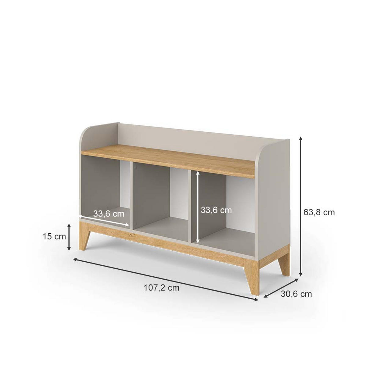 KINDERSITZBANK Malia Cashmere-Eiche 107.2 x 63.8 cm - Kaschmir, Holzwerkstoff (107.2/63.8/30.6cm) - VitaliSpa