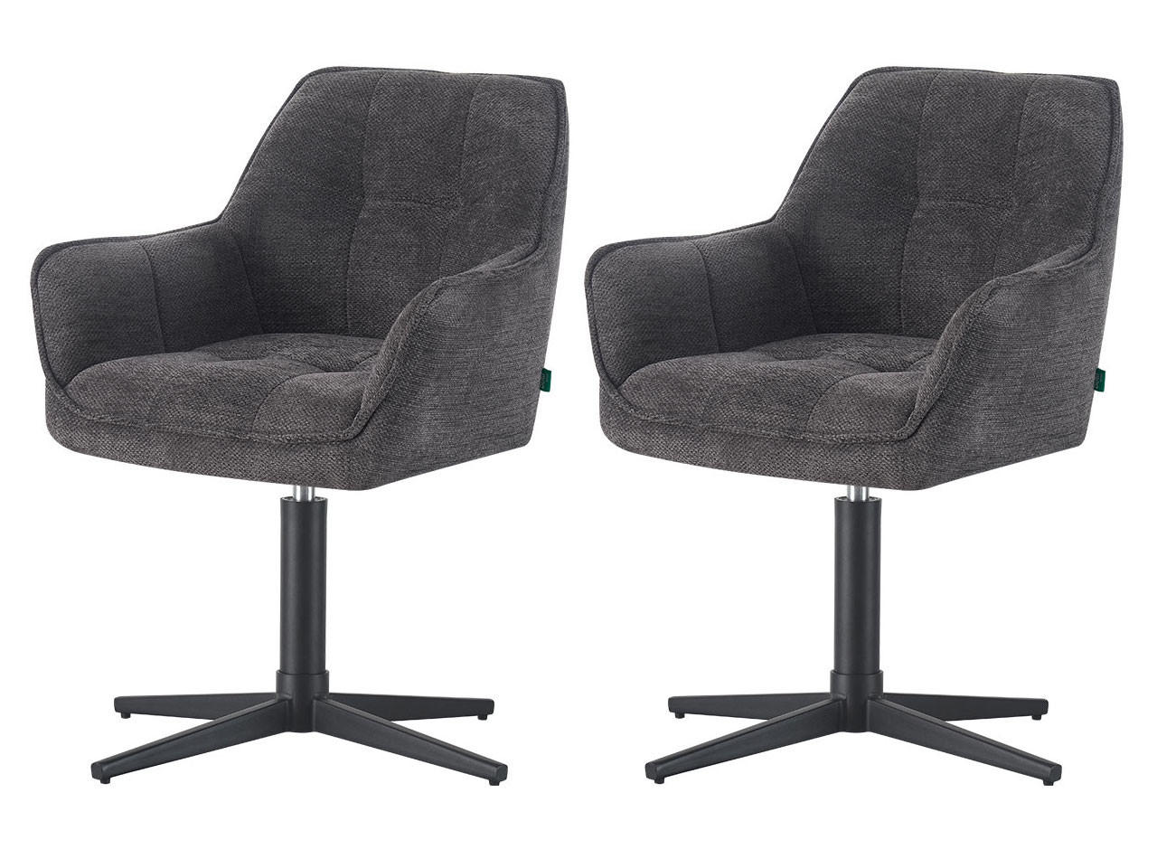 ESSZIMMERSTUHL THOMAS-KIRA 2er-Set 360°drehbar - Schwarz, Textil (61/81/62cm) - DUBI Möbel