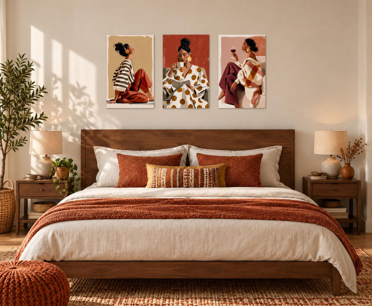 BILDERSET 3er-Set 40x60 cm Frauen Fashion boho - Beige, Kunststoff (40/60cm) - artissimo