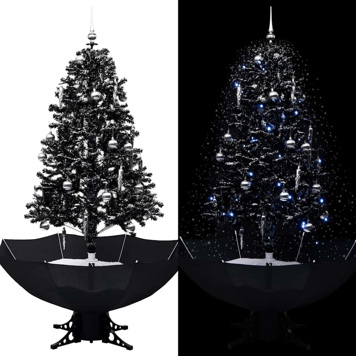 WEIHNACHTSBAUM Schneiender Mit Schirmfuss Schwarz 170 Cm Pvc - Schwarz, Kunststoff (170cm) - vidaXL