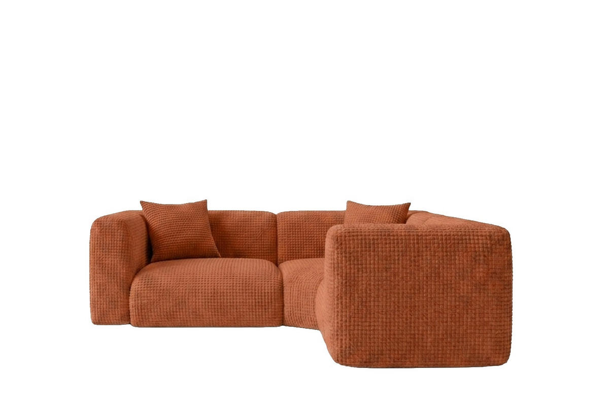 ECKSOFA Modulares, Corner mini, Chenille-Stoff Cremona, Kupfer, GRETA - Kupferfarben, Holz (380/190cm) - Kaiser Möbel