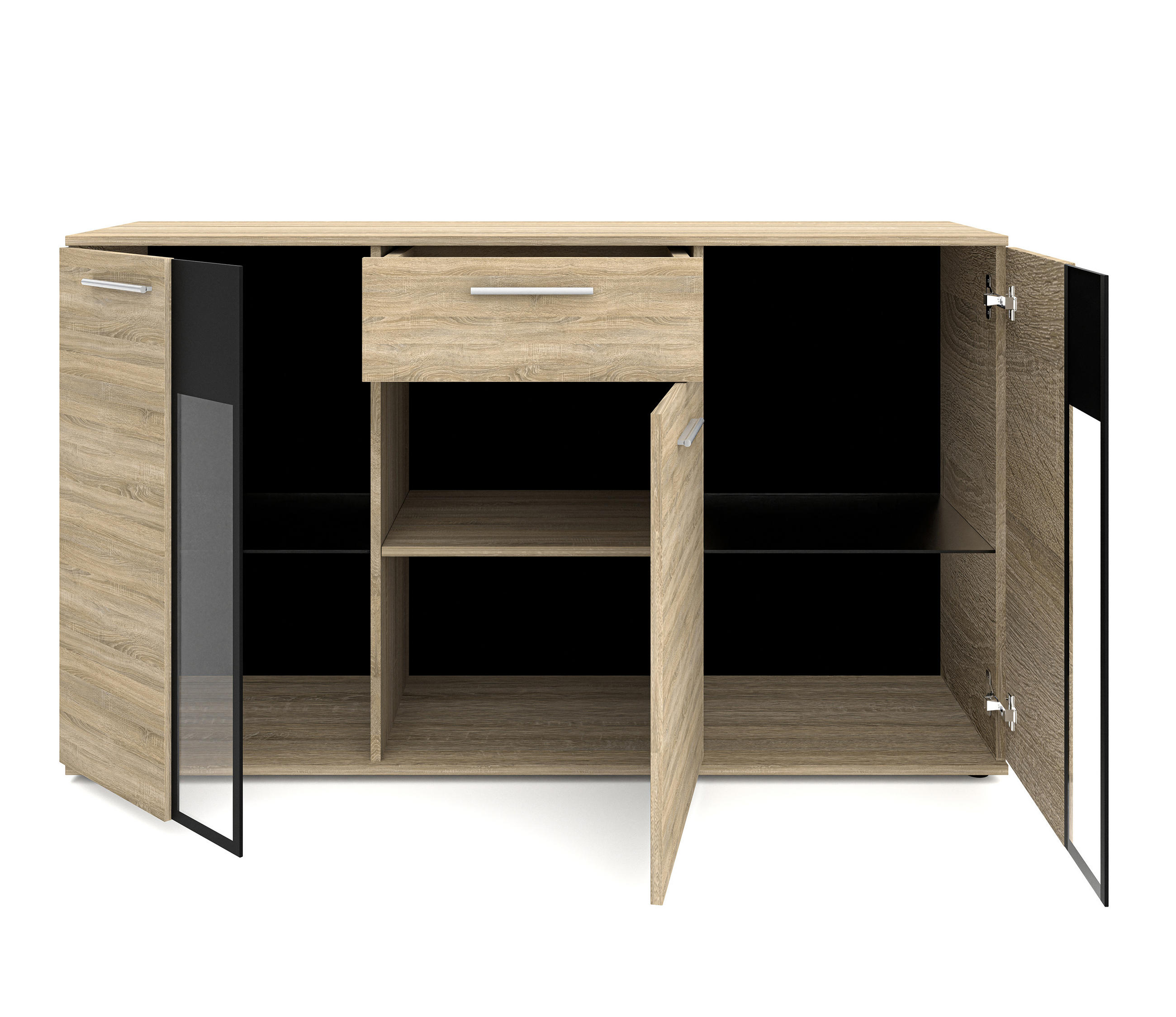 SIDEBOARD Formilo Sonoma Eiche 140,4/80/40,2 cm – Kommode mit Schublade - Beige, Holzwerkstoff/Kunststoff (140/80/40cm) - AX Living