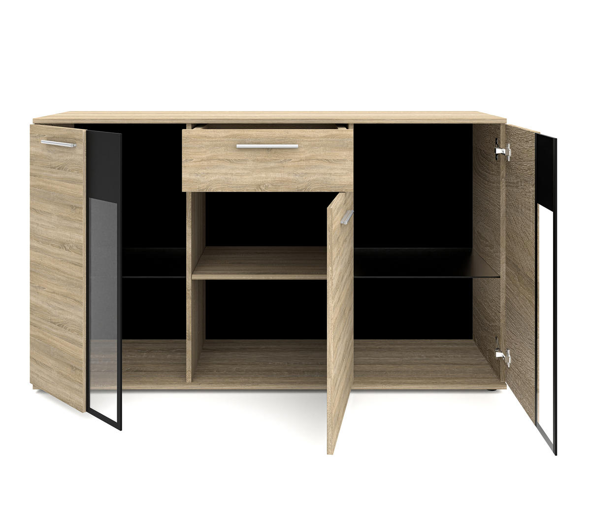 SIDEBOARD Formilo Sonoma Eiche 140,4/80/40,2 cm – Kommode mit Schublade - Beige, Holzwerkstoff/Kunststoff (140/80/40cm) - AX Living