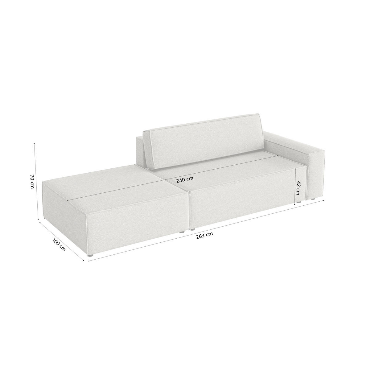 SCHLAFSOFA Lummo Si mit Schlaffunktion, Grau - Grau, Textil (263/70/100cm) - Fedve