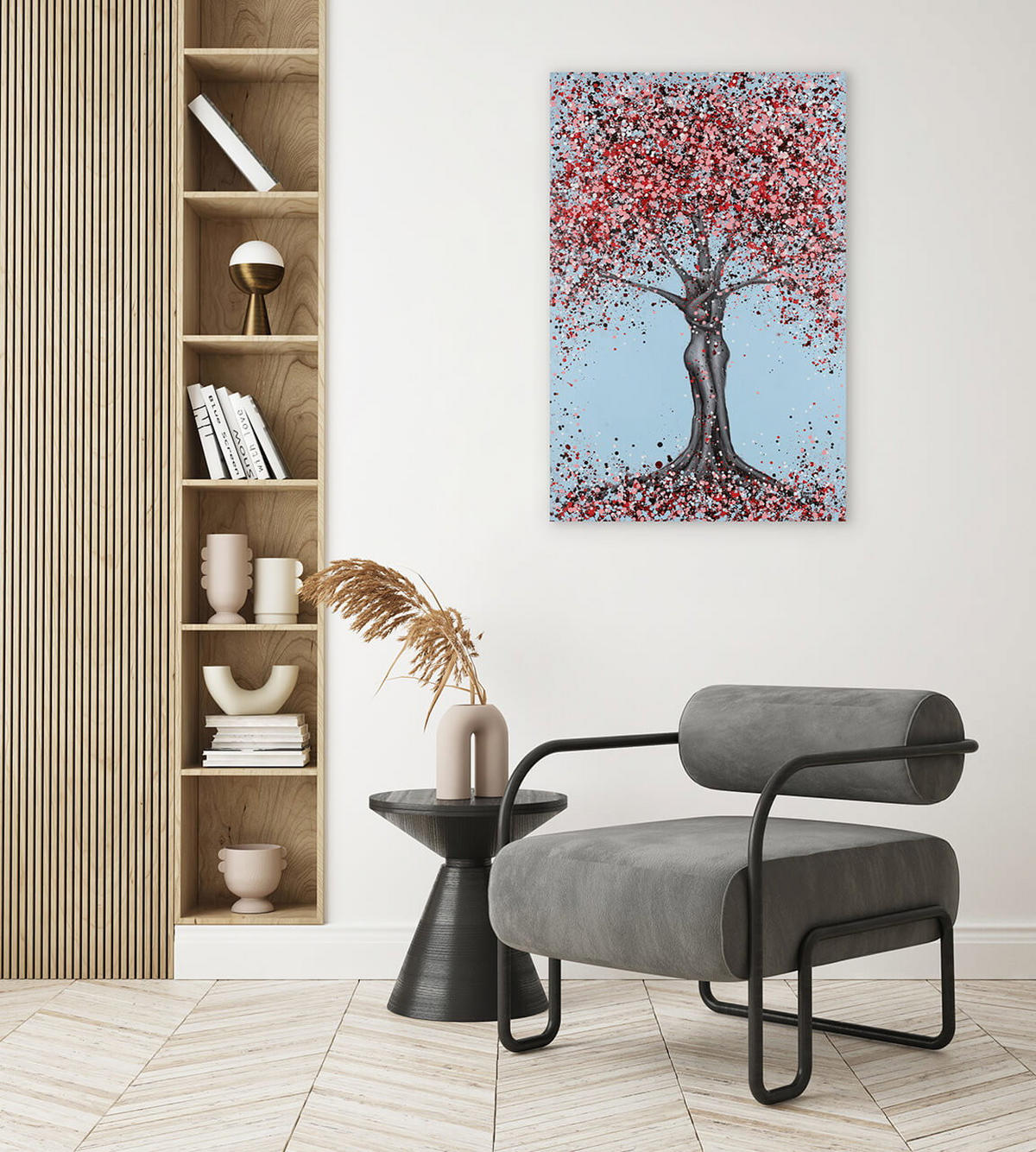 ACRYLBILD HANDGEMALT 60/90 cm - Blau/Pink, Holz/Textil (60/90cm) - KUNSTLOFT