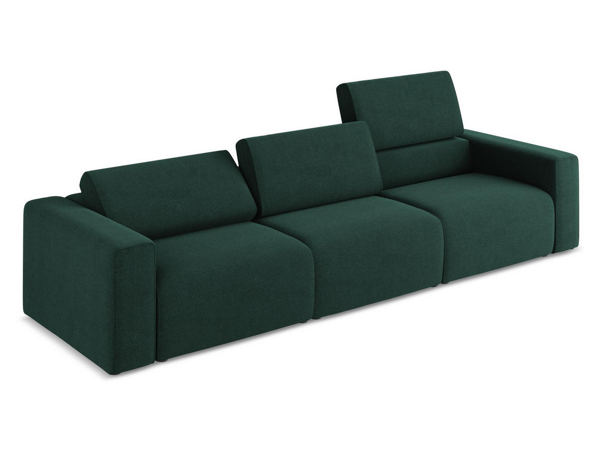 4-SITZER-SOFA Strukturstoff Stoff Grün - Dunkelgrün/Schwarz, Kunststoff/Textil (314/80/103cm) - Makamii