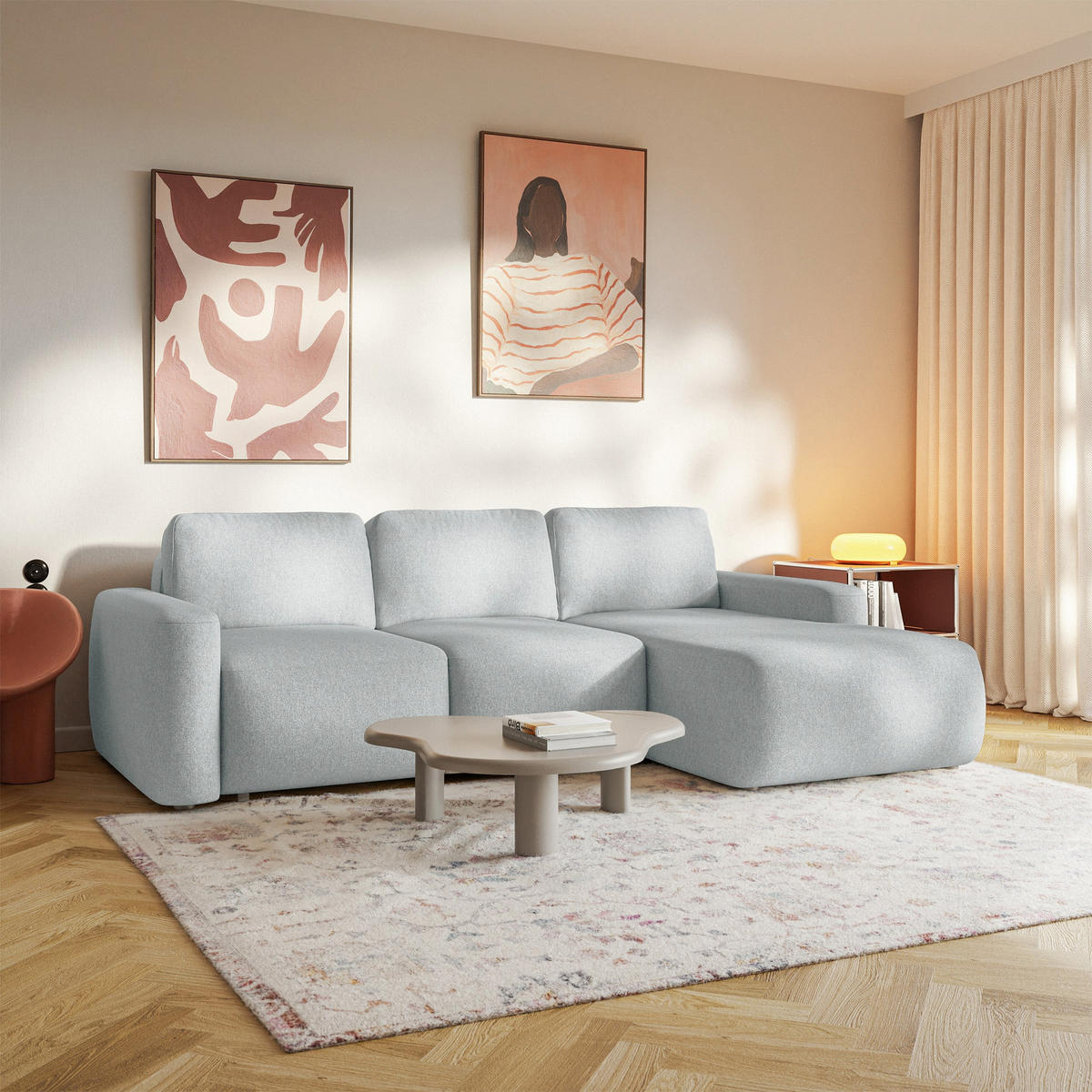 ECKSOFA Carnos Mini Grau Chenille - Schwarz/Grau, Kunststoff/Textil (164/238cm) - Selsey