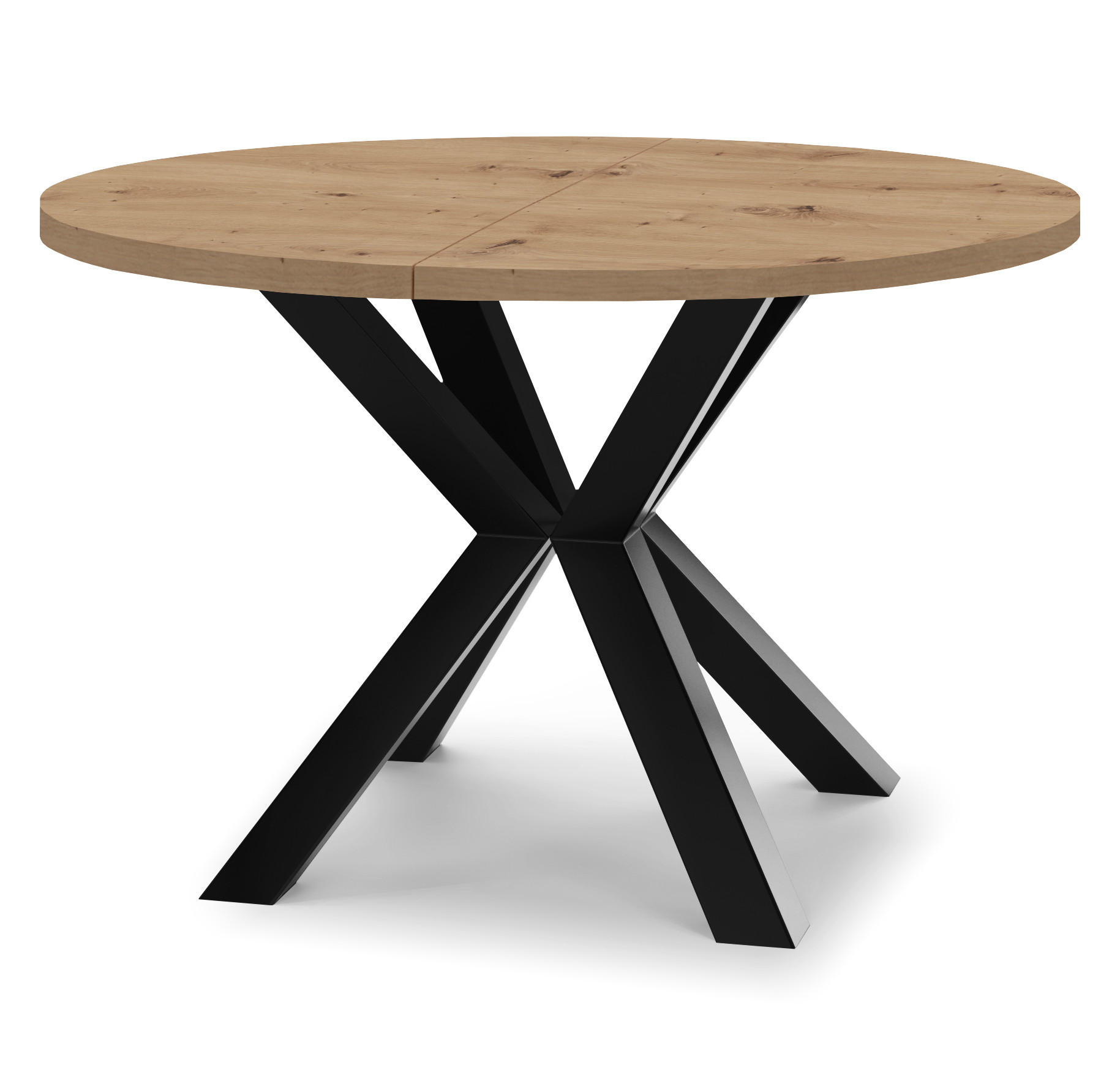 ESSTISCH RAL mit Holzbeinen, Durchmesser: 90 / 140 cm Eiche Artisan / Schwarz - Schwarz/Eiche Artisan, Holz (90/140/77cm) - Dekori_Interiors