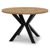 ESSTISCH RAL mit Holzbeinen, Durchmesser: 90 / 140 cm Eiche Artisan / Schwarz - Schwarz/Eiche Artisan, Holz (90/140/77cm) - Dekori_Interiors