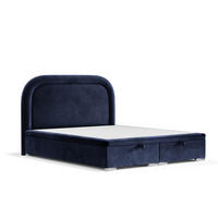 POLSTERBETT Harmony mit Stauraum 120/200 cm Marineblau im Uttario Stoff - Chromfarben/Dunkelblau, Holz/Holzwerkstoff (120/200cm) - AltaBeds