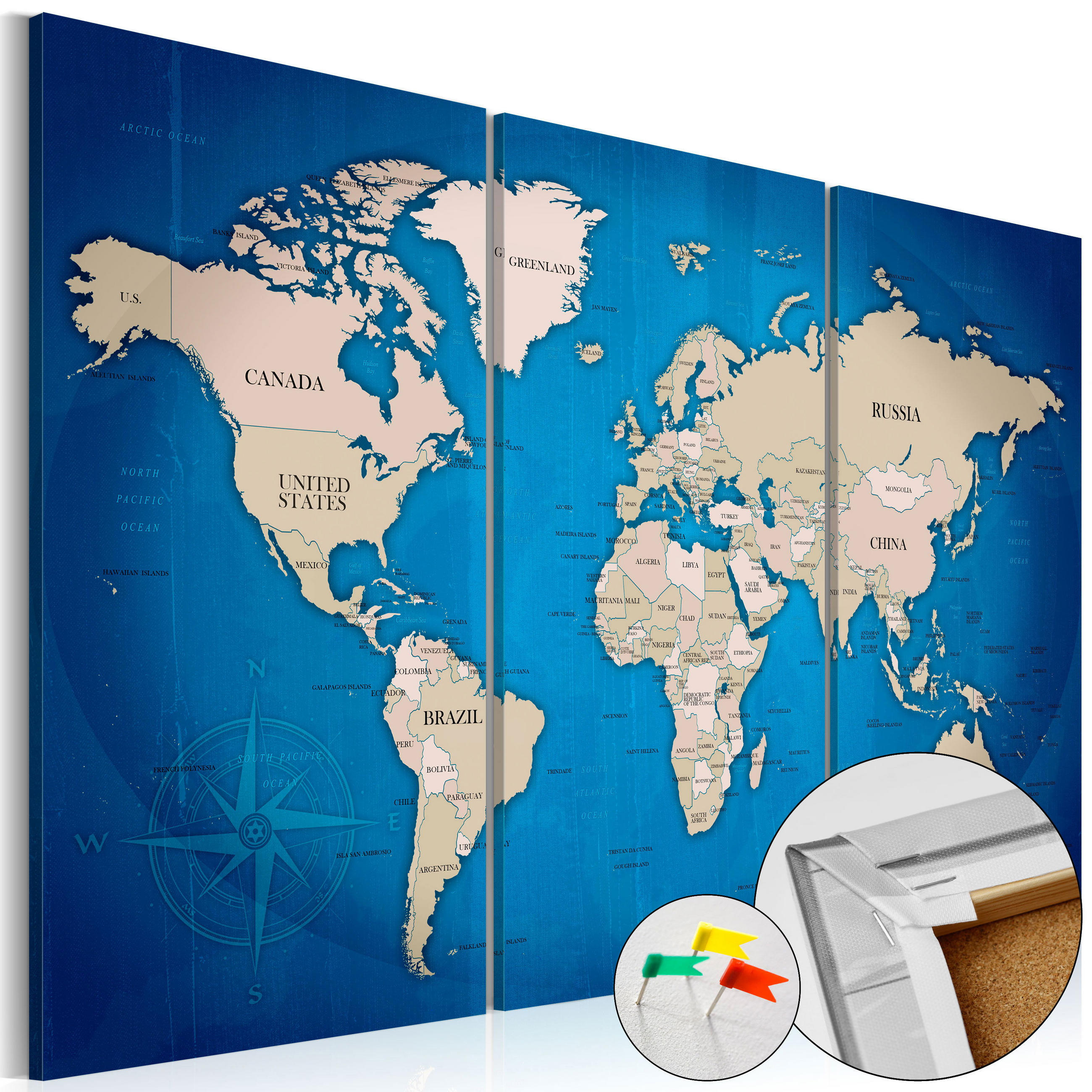 PINNWANDBILDER Blau 90/60 cm - Blau/Beige, Naturmaterialien/Textil (90/60cm) - KUNSTLOFT