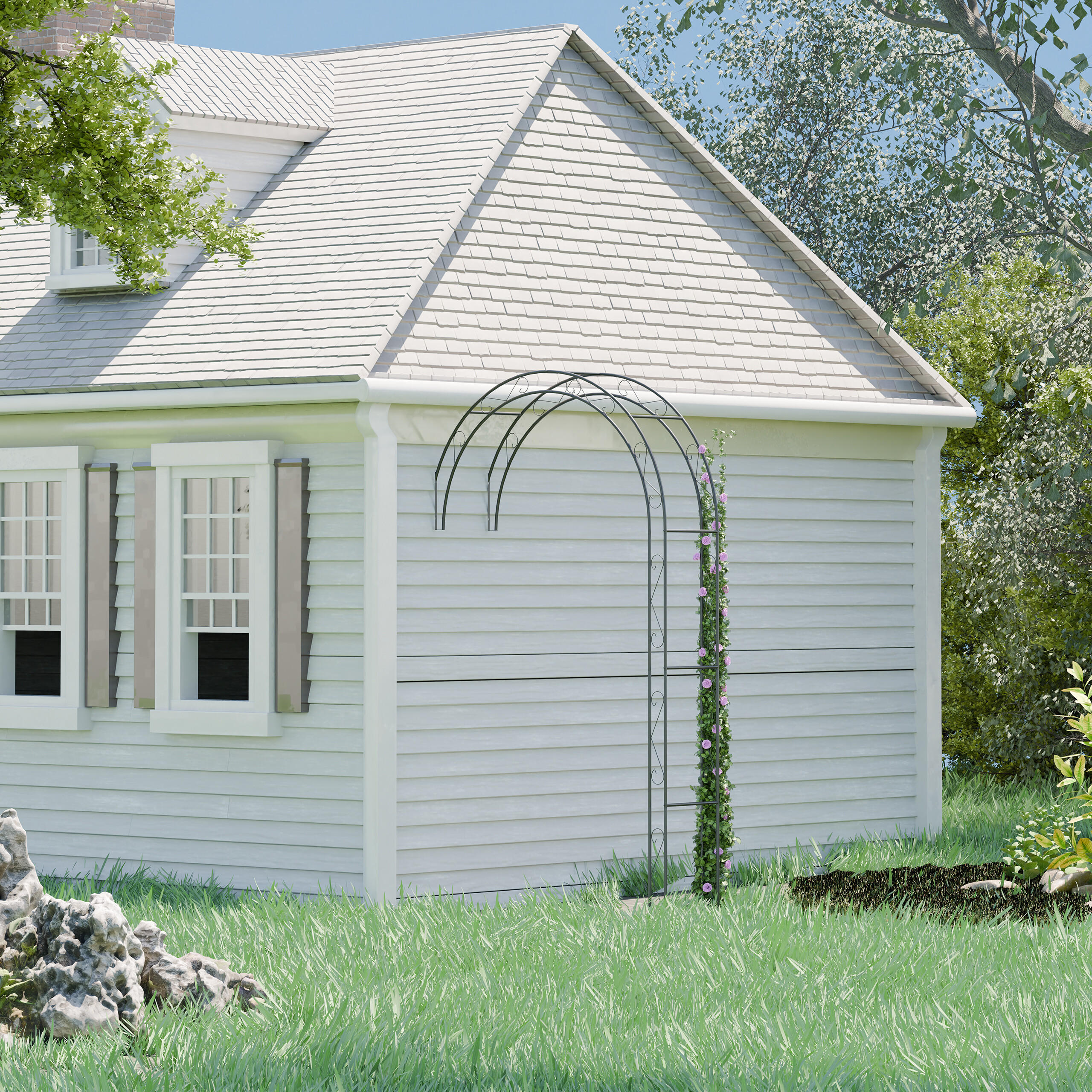 ROSENBOGEN - Schwarz, Metall (130/245/36cm) - Relaxdays