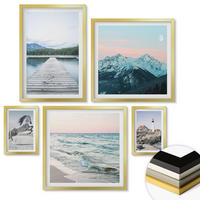 WANDBILDER 5er Set - 50x50 cm & 20x30 cm & 40x60 cm Goldrahmen - Landschaften europäischer Städte - Goldfarben, Kunststoff (40/60cm) - ArtPrintCave