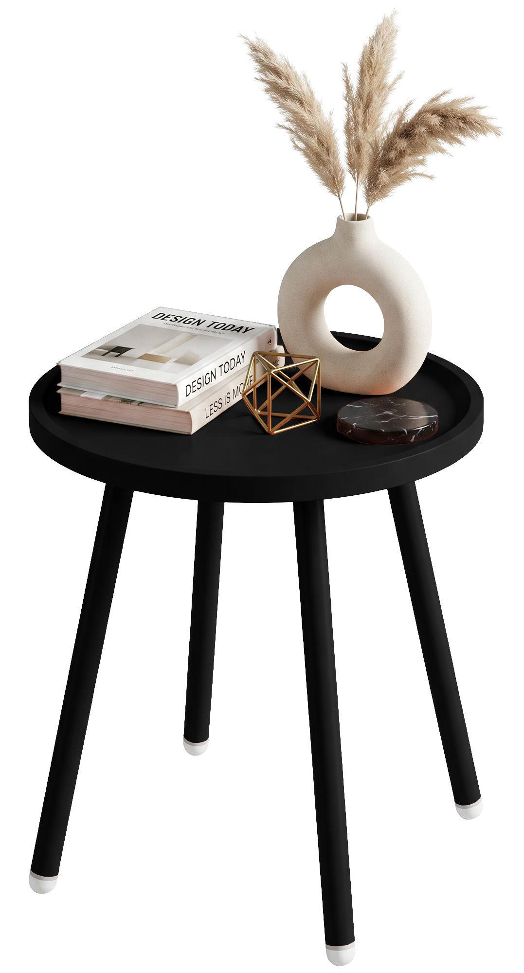 BEISTELLTISCH rund 40 cm Kunststoff Schwarz - Schwarz, Kunststoff/Metall (40/40/45cm) - CLP