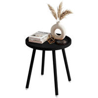 BEISTELLTISCH rund 40 cm Kunststoff Schwarz - Schwarz, Kunststoff/Metall (40/40/45cm) - CLP