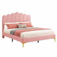 POLSTERBETT mit verstellbarem Kopfteil 140x200 cm Samt Pink - Pink, Metall (140/200cm) - Meubliv
