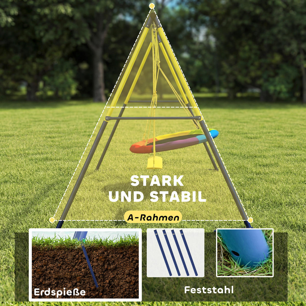 SCHAUKELGESTELL Stahl Oxford-Gewebe Mehrfarbig - Multicolor, Metall (160/265cm) - AIYAPLAY