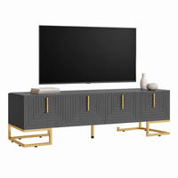 TV-ELEMENT mit 4 Türen 170 cm Grau Schwarz mit goldfarbenen Details - Grau, Holzwerkstoff (40/45.5/170cm) - Beauniv