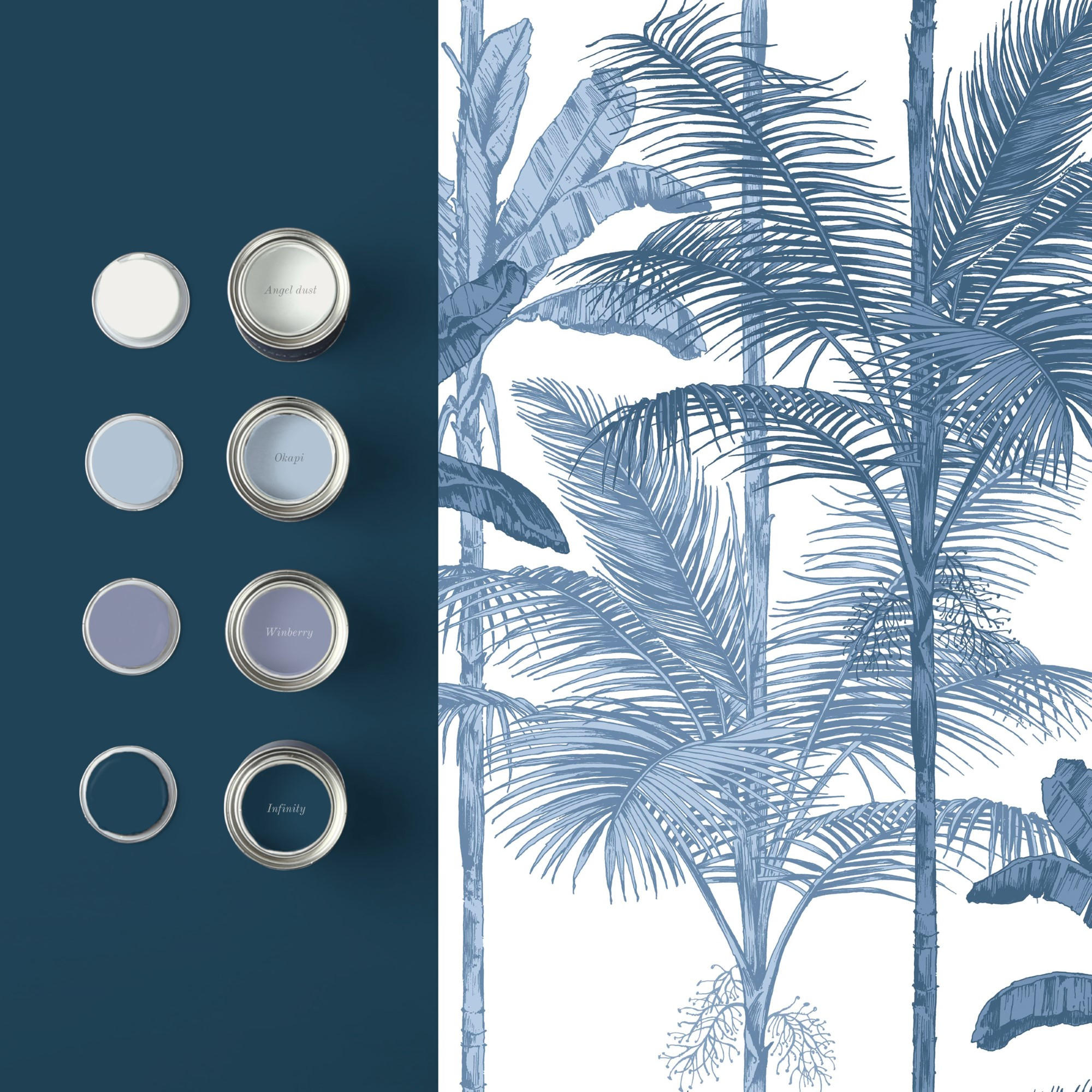 VLIESTAPETE - Dschungel Kobalt - Blau, Papier/Kunststoff (52/1005cm) - Graham & Brown