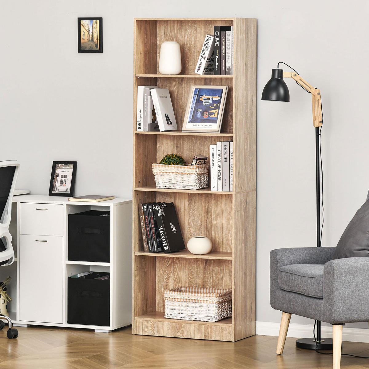 REGAL DE-15561 63/29/176 cm, 3-fach höhenverstellbar Naturholz - Naturfarben, Holzwerkstoff (63/176/29.2cm) - ComfortXL