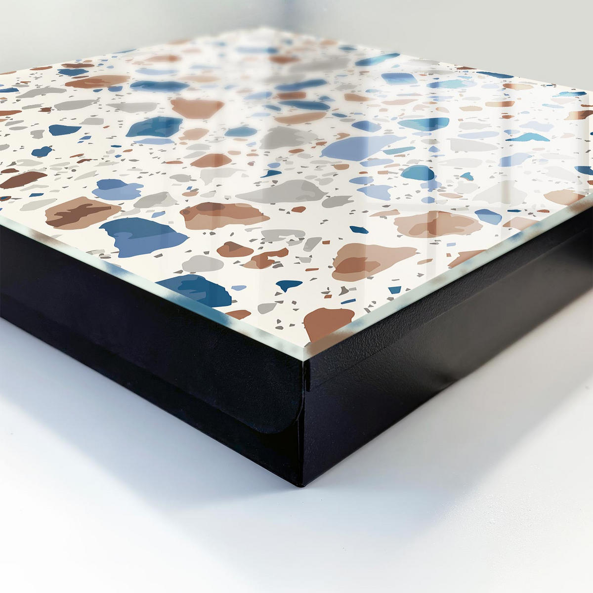 SCHLÜSSELBOX Schwarz 30x30 cm- Türöffnung nach rechts - Steinmosaik - Grau, Metall (30/30/5cm) - TULUP