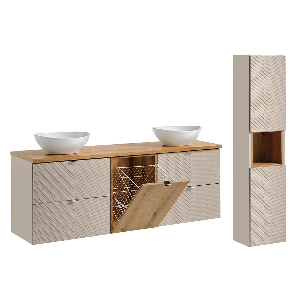 BADMÖBEL 160.4cm Manoa 2er-Set Kaschmir - Beige, Holzwerkstoff (160.4/59/40cm) - Petits-meubles