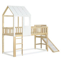 BETT Etagenbett mit Rutsche Natur/Weiß 90x200 cm - Naturfarben, Holz (90/200cm) - ComfortXL