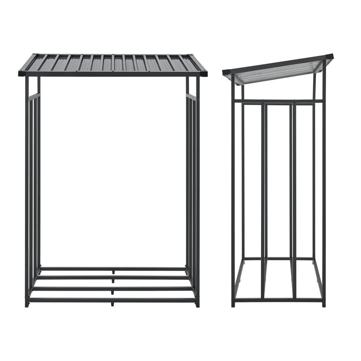 BRENNHOLZREGAL Yakutat - Schwarz, Textil/Metall (130/185/70cm) - casa.pro