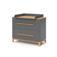 WICKELKOMMODE Malia Grau 108 x 98 cm mit 2 Schubladen - Grau, Holzwerkstoff (108/98/70cm) - VitaliSpa
