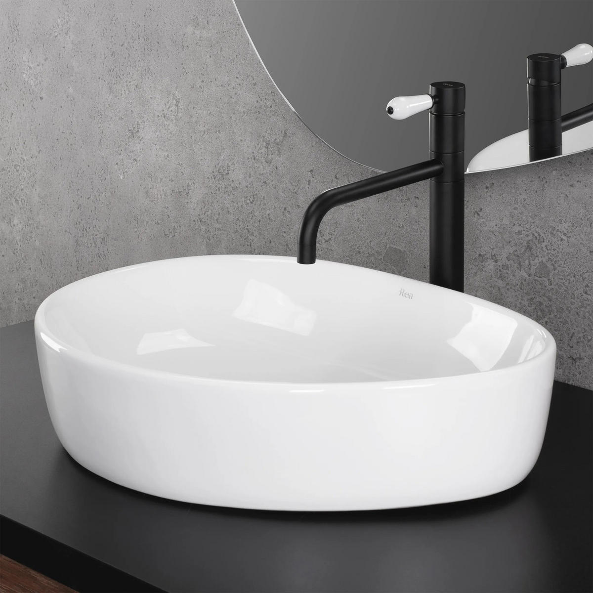 AUFSATZWASCHBECKEN Rea Vanila - Weiß, Keramik (39.5/12.5/51cm) - REA