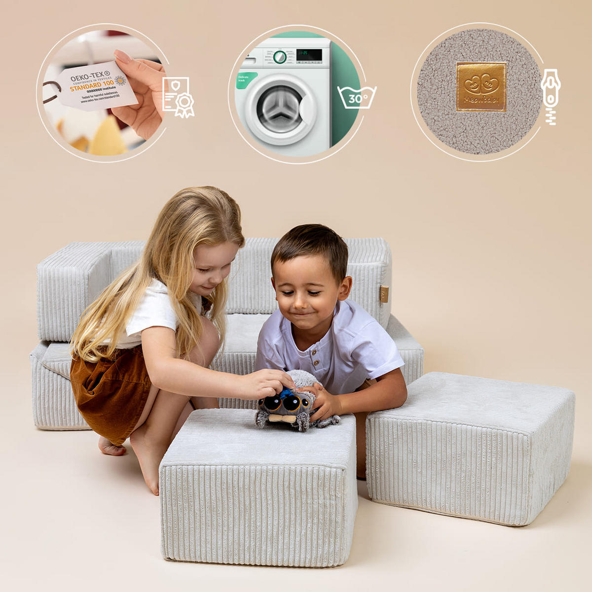 KINDERSOFA, Modulares Sofa für Kinder, Aesthetic, Türkis - Türkis, Textil (35/100/40cm) - MeowBaby
